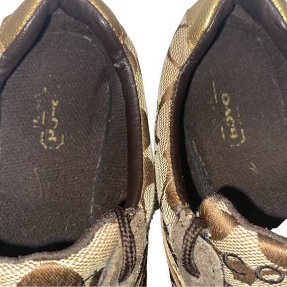 COACH JAYME Wm’s Sz 6 Brown Suede Trim Tan Signature C Fabric Sneaker Shoes - Picture 6 of 8